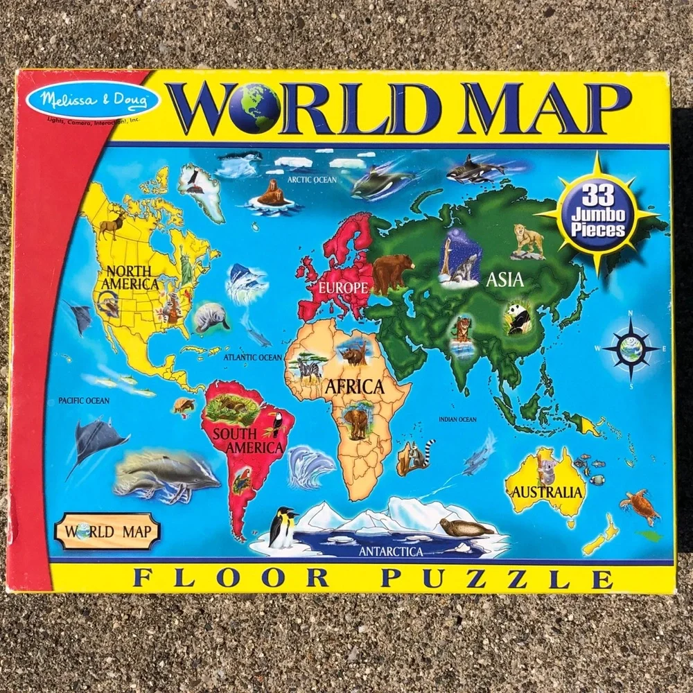- World Map 2 x 3 Foot Floor Puzzle! EUC!